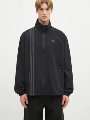 adidas Originals bluza Fashion Seersucker Firebird Track Top męska kolor czarny z kapturem gładka JC7416