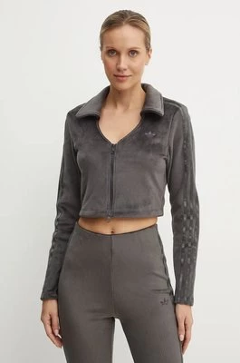 adidas Originals bluza Femme Galore Rib Cardigan damska kolor szary z aplikacją JN3019