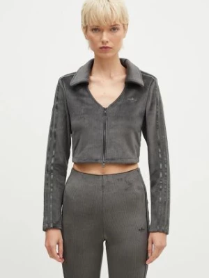 adidas Originals bluza Femme Galore Rib Cardigan damska kolor szary z aplikacją JN3019