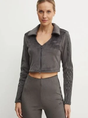 adidas Originals bluza Femme Galore Rib Cardigan damska kolor szary z aplikacją JN3019