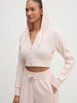 adidas Originals bluza Femme Galore Short Fulzip Hoodie damska kolor różowy z kapturem z aplikacją JN3005