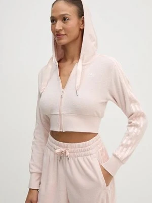 adidas Originals bluza Femme Galore Short Fulzip Hoodie damska kolor różowy z kapturem z aplikacją JN3005