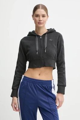 adidas Originals bluza Femme Galore Short Fulzip Hoodie damska kolor szary z kapturem z aplikacją JN3006