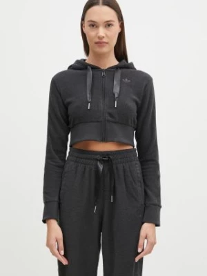 adidas Originals bluza Femme Galore Short Fulzip Hoodie damska kolor szary z kapturem z aplikacją JN3006