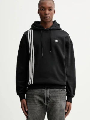 adidas Originals bluza Front ST męska kolor czarny z kapturem z aplikacją JV9879