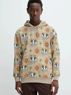 adidas Originals bluza Graphic Lo Hd męska kolor beżowy z kapturem wzorzysta JW1084
