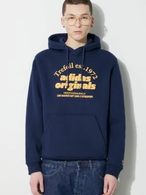 adidas Originals bluza GRF Hoodie męska kolor granatowy z kapturem z nadrukiem IS1419