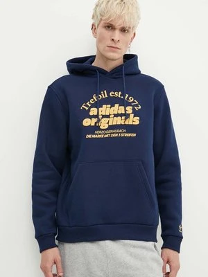 adidas Originals bluza GRF Hoodie męska kolor granatowy z kapturem z nadrukiem IS1419