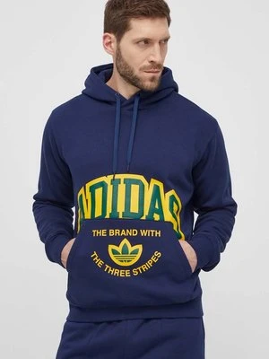 adidas Originals bluza męska kolor granatowy z kapturem z nadrukiem IS0235