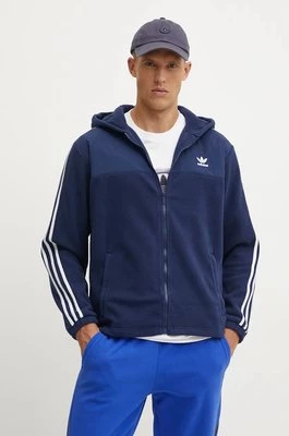 adidas Originals bluza męska kolor niebieski z kapturem z aplikacją IZ2486