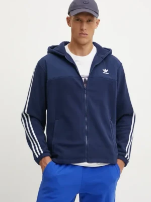 adidas Originals bluza męska kolor niebieski z kapturem z aplikacją IZ2486