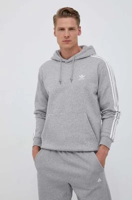 adidas Originals bluza 3-Stripes męska kolor szary z kapturem melanżowa IL2496