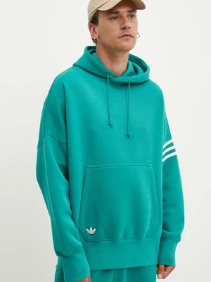 adidas Originals bluza męska kolor turkusowy z kapturem z aplikacją JF9142