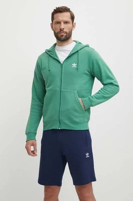adidas Originals bluza męska kolor zielony z kapturem gładka IR7841
