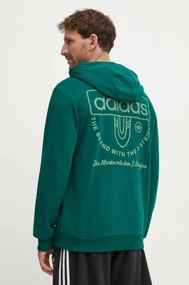 adidas Originals bluza męska kolor zielony z kapturem z nadrukiem IW3247