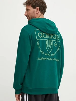 adidas Originals bluza męska kolor zielony z kapturem z nadrukiem IW3247