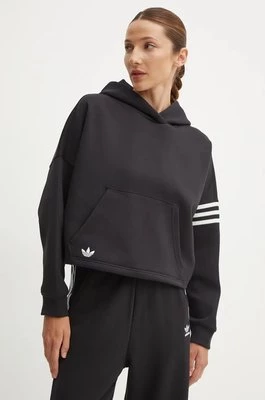 adidas Originals bluza Neuclassics damska kolor czarny z kapturem gładka IW5607