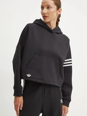 adidas Originals bluza Neuclassics damska kolor czarny z kapturem gładka IW5607