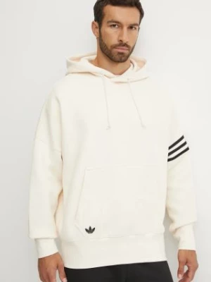 adidas Originals bluza Neuclassics Hoodie męska kolor beżowy z kapturem z aplikacją JF9141