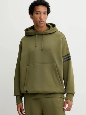 adidas Originals bluza Neuclassics męska kolor zielony z kapturem z aplikacją HZ3739