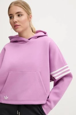 adidas Originals bluza Neuclassicscl Hoodie damska kolor fioletowy z kapturem z aplikacją IW5614