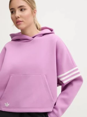 adidas Originals bluza Neuclassicscl Hoodie damska kolor fioletowy z kapturem z aplikacją IW5614