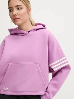 adidas Originals bluza Neuclassicscl Hoodie damska kolor fioletowy z kapturem z aplikacją IW5614