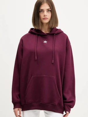 adidas Originals bluza Os Hoodie Fl damska kolor bordowy z kapturem gładka KW1900