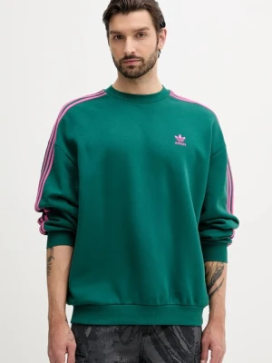 adidas Originals bluza Oversize Crew męska kolor zielony z aplikacją KA0468
