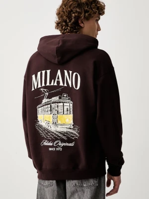 adidas Originals bluza oversize męska z bawełną Milan brązowy