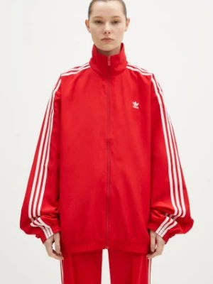 adidas Originals bluza Oversized Tracktop damska kolor czerwony z aplikacją JD3393