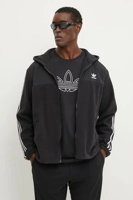 adidas Originals bluza polarowa Fleece Hoodie kolor czarny z kapturem z aplikacją IZ4802