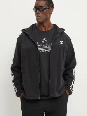 adidas Originals bluza polarowa Fleece Hoodie kolor czarny z kapturem z aplikacją IZ4802