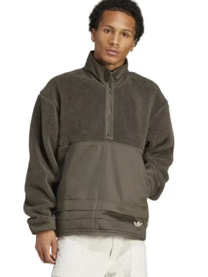 adidas Originals bluza polarowa Premium Essentials Full Zip męska kolor zielony gładka JD3344