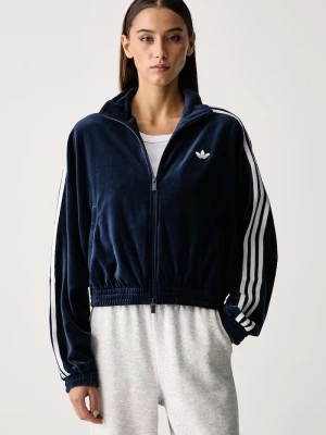 adidas Originals bluza rozpinana damska welurowa Micro Pleat Injection granatowy