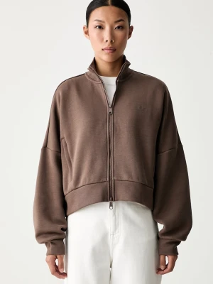 adidas Originals bluza rozpinana damska z bawełną Spacer brązowy