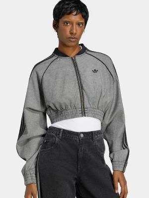 adidas Originals bluza rozpinana damska z bawełną szary