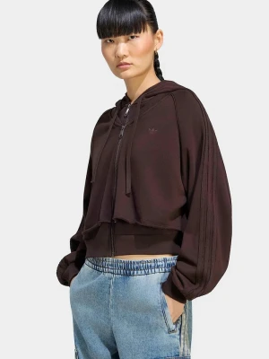 adidas Originals bluza rozpinana z kapturem damska bawełniana SST Double Front brązowy