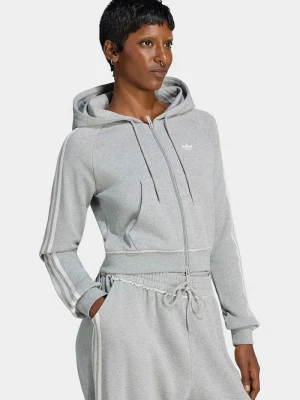 adidas Originals bluza rozpinana z kapturem damska bawełniana szary
