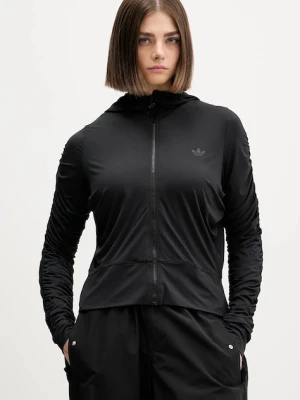 adidas Originals bluza Ruched damska kolor czarny z kapturem gładka JW2807