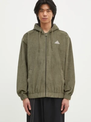 adidas Originals bluza sztruksowa Cord Hoodie kolor zielony z kapturem gładka JD5394