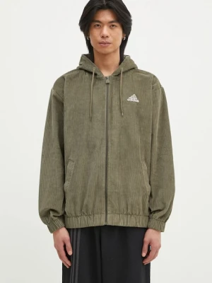 adidas Originals bluza sztruksowa Cord Hoodie kolor zielony z kapturem gładka JD5394