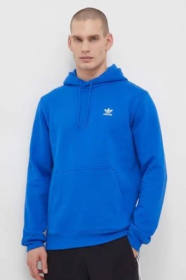 adidas Originals bluza Trefoil Essentials Hoody męska kolor niebieski z kapturem gładka IR7787