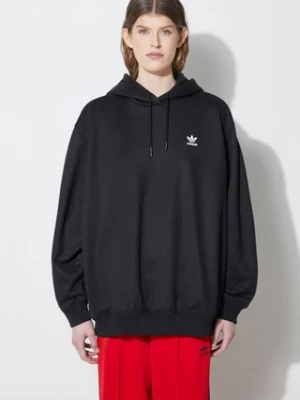 adidas Originals bluza Trefoil Hoodie damska kolor czarny z kapturem z nadrukiem IU2409