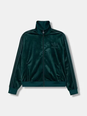 adidas Originals bluza Velvet damska kolor zielony z aplikacją JY2589