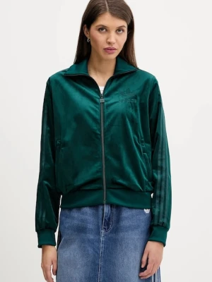 adidas Originals bluza Velvet damska kolor zielony z aplikacją JY2589