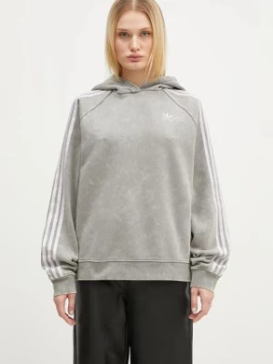 adidas Originals bluza Wash Hoodie damska kolor szary z kapturem z aplikacją IW3414