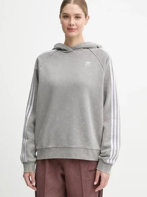 adidas Originals bluza Wash Hoodie damska kolor szary z kapturem z aplikacją IW3414