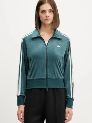 adidas Originals bluza welurowa Fb Liberty Tt damska kolor zielony z aplikacją JW5267