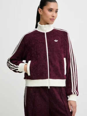 adidas Originals bluza welurowa Velour damska kolor bordowy z aplikacją KS0400